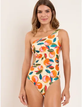 Bañador asimétrico de mujer estampado con relleno - Río de Sol - FashionsVida