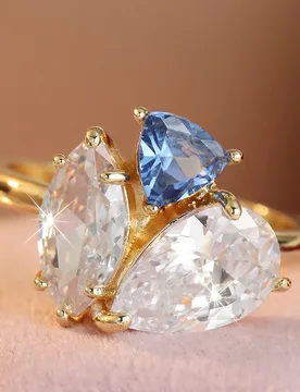 Gorgeous Luxury Inlay Shaped Synthetic Zircon Ring Ladies' Golden Plated Exquisite Ring Fashion Jewelry Accessory - Aliexpress - FashionsVida