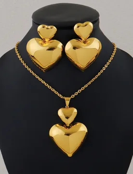 Dubai Jewelry Set: Statement Heart Shaped Earrings and Necklace Set for Women Perfect for Everyday Wear or Gifts Nigeria - Aliexpress - FashionsVida