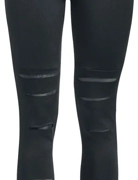 Leggings - Leggings With Insert Lace - S bis XXL - für Damen - Größe S - schwarz - Frauen - female - Rotterdamned - FashionsVida