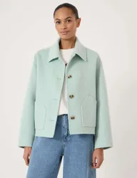Pure Wool Double Faced Jacket Teal Green female
