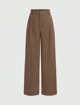 Pantalones de traje Vela Rue de diseño minimalista con gancho & botón, delgados y ligeramente transparentes, color azul marino sólido, con cremalle - Shein - FashionsVida