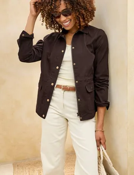 Women's Cargo Jacket in Dark Brown Size: 20 - Dark Brown - Size: 20 - Cotton Traders - FashionsVida