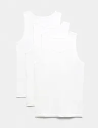 Pack Pure Cotton Sleeveless Vests White male