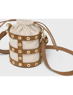 Bandolera miss m de ante bombonera con cierre anudado y multiposición - Maje - FashionsVida