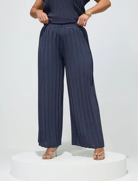 Women's Pleated Trousers in Dark Navy Size: 26-28 - Dark Navy - Size: 26-28 - Yours - FashionsVida