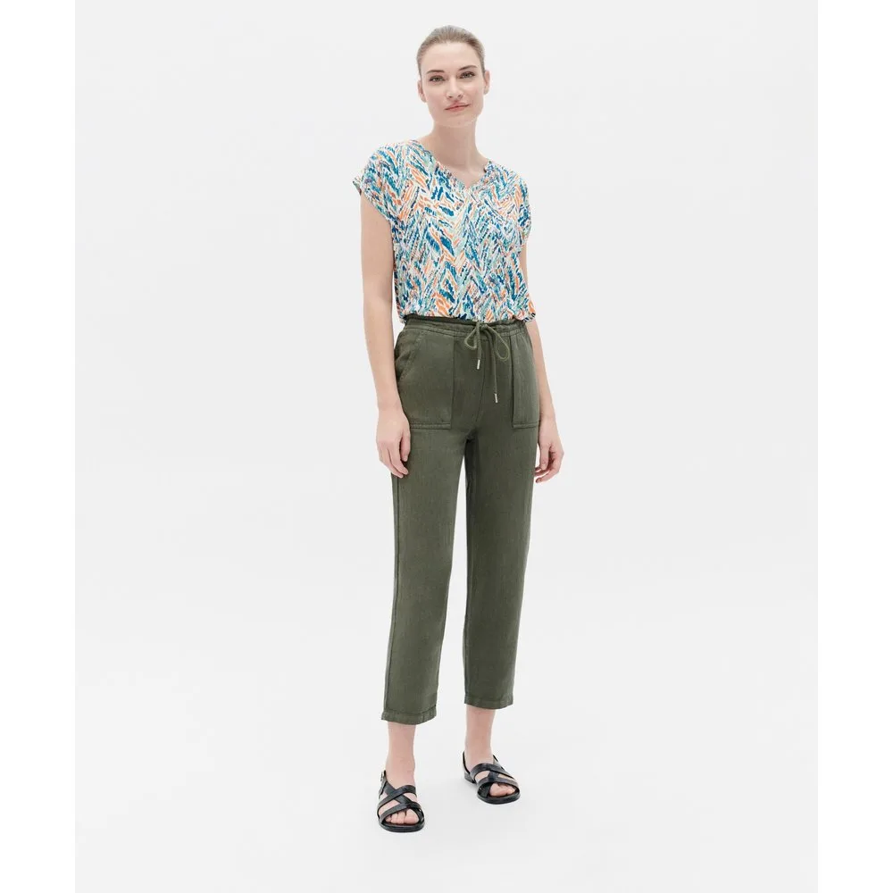 Pantalón jogger de mujer en lino con cierre de cordón - Caroll - FashionsVida