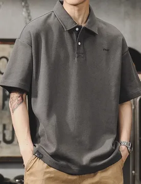 American Retro POLO Shirt Men's Summer Minimalist Style Heavyweight Men's Loose Plus-size Short-sleeved T-shirt Casual Fashion - Aliexpress - FashionsVida