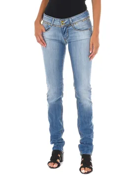 Womens Long Jean Pants With Narrow Cut Hems 10db50159 Woman - Blue Cotton - Size 27 (Waist) - MET - FashionsVida