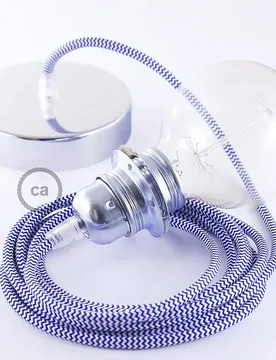 Cables Lampe Suspendue Pendel Pour Abat-jour Rz12 Zigzag Diy 1 M Blue / Chrome Plated One Size - Creative - FashionsVida