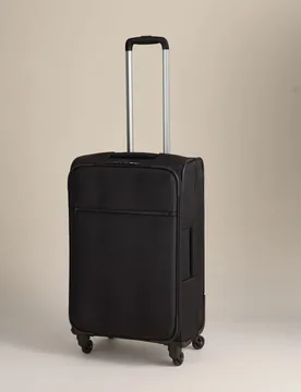 Valletta 4 Wheel Soft Medium Suitcase Black - M&S - FashionsVida