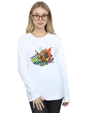 Women's Wreck It Ralph Race Skull Sweatshirt in White Size: 2XL - White - Size: 2XL - Disney - FashionsVida
