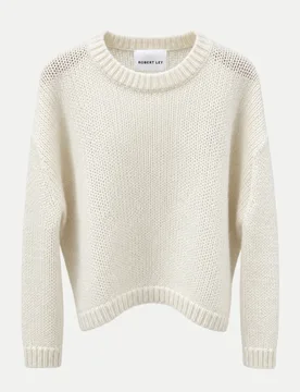 Rundhals-Strickpullover Weiß 40-42 - Robert Ley - FashionsVida