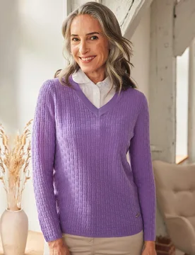 Woll-Pullover Struktur - Lila - female - Size: 38 - Avena - FashionsVida