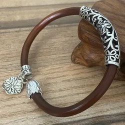 Hollow Pendant Chicken Blood Vine Bracelet for Women, , Men's Ancient Style Open Tibetan Silver Bangle, Alloy Jewel
