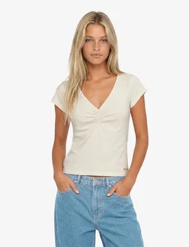 Superdry Damen T-shirt mit Raffung und Schmaler Passform White - Größe: 40 - 29.99 - FashionsVida