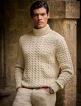 Superdry Herren Jacob Rollkragenpullover mit Zopfmuster White - Größe: S - 94.99 - FashionsVida