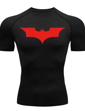 Men's bat print tight T-shirt, gym, training, running quick-drying short-sleeved sports T-shirt made of polyester fiber - Aliexpress - FashionsVida