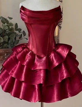 Vestido elegante y romántico de fiesta con satén brillante y organza, patchwork, ballenas en el busto, decoración plisada, vestido de invitada de b - Shein - FashionsVida