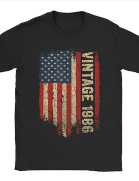 Retro T-Shirt Beach Vintage Made In 1986 American Flag 40th Birthday Gifts Trendy T Shirts Cotton Tshirt Men Retro Top Tees - Aliexpress - FashionsVida
