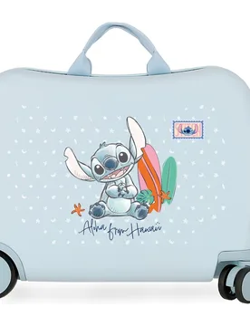 Maleta infantil 2 ruedas multidireccionales 50 cm stitch from hawaii abs rígida con capacidad de 34l - Disney - FashionsVida