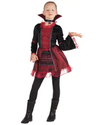 Elegante Vampirin Halloween-Kinderkostüm dunkelrot-schwarz