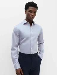 Slim Fit Ultimate Non Iron Pure Cotton Textured Shirt Blue male