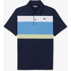 Polo de hombre de golf elástico con bloques de color ultra-dry en bleu marine - bleu - blanc de manga corta
