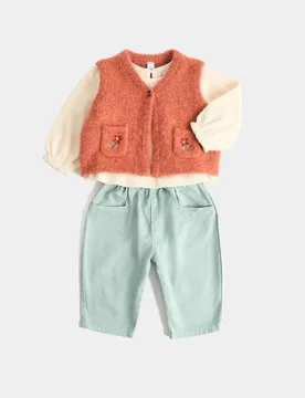 Piece Waistcoat Top & Jeans Outfit (0-5 Yrs) Coral Female - M&S - FashionsVida