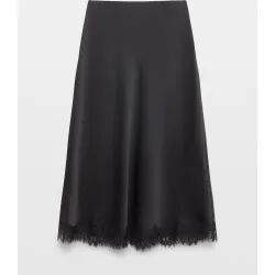 Falda de mujer midi satinada encaje