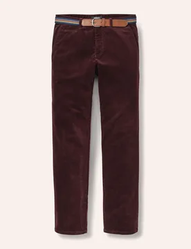 Gürtel-Cord Chino, Regular Fit#normale Größen#schlanke Größen#untersetzte Größen, Farbe Rot, 25, inklusive Gürtel elastisch und bequem Herren - Walbusch - FashionsVida