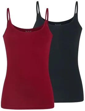 Top für Damen schwarz/bordeaux "Doppelpack Tops mit dünnen Trägern" von - Frauen - female - RED by EMP - FashionsVida