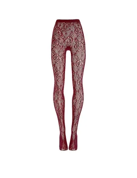 Collant moda INFINITE ROSE NET bordeaux rosso scuro S - Wolford - FashionsVida