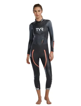 Hurricane Cat 3 Woman Long Sleeve Neoprene Wetsuit Black / Coral S-M Women - TYR - FashionsVida
