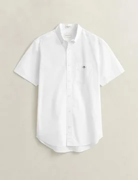Camisa de hombre clásica de manga corta en popelina - Gant - FashionsVida