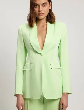 Women's Structured Satin Viscose Tailored Blazer in Mint Size: 18 - Mint - Size: 18 - Karen millen - FashionsVida