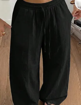 Pantalones largos de unicolor casuales y versátiles para uso diario para mujer L - Shein - FashionsVida