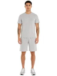Mens T-Shirt And Shorts Set - Grey Polycotton - Size Large