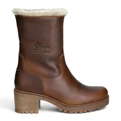 Womens Bark Brown Leather Waterproof Warm Heeled Boots - Piola B8 - Dark Brown - Size Eu 39