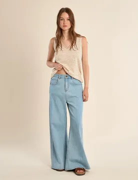 Top de mujer de manga sisa estampado rayas - Molly Bracken - FashionsVida