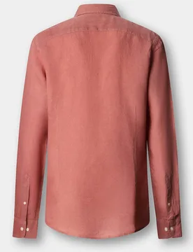 Camisa de hombre de lino teñida en prenda fit tailored - Hackett - FashionsVida