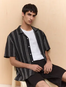 Camisa de hombre manga corta print etnico bowling - Easy Wear - FashionsVida