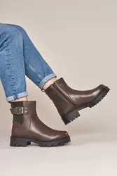 Women's 'Seamount' Chunky Biker Boot in Chocolate Size: 8 - Chocolate - Size: 8
