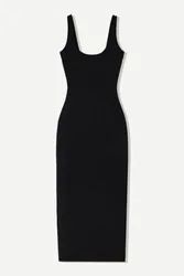 Womens Bodycon Basic Midi Dress - Black - Size X-Large