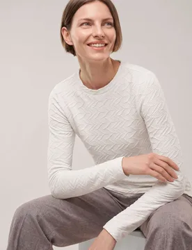 Shirt mit Struktur, normale Größen, Farbe Weiß, 52, schöne Struktur weich Damen - Walbusch - FashionsVida