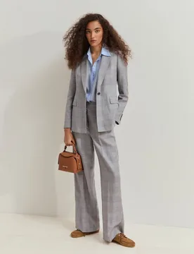 Blazer de mujer con estampado de cuadros - Lion of Porches - FashionsVida