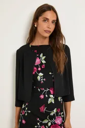 Women's Woven Collarless Jacket in Black Size: 12 - Black - Size: 12