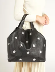 Leather Star Tote Bag Black Mix female