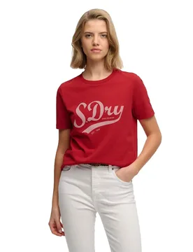 T-shirt à Manches Courtes Varsity Script Varsity Red L - Superdry - FashionsVida