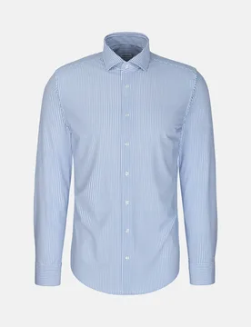 Slim Performance-Hemd Druck Blau 38 - Seidensticker - FashionsVida